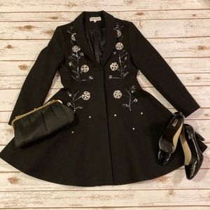 Veinfuns Black Beaded Fit and Flare Coat XL